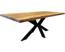 Mangohouten Eettafel Memphis Rechthoek 180x100 cm Mahom Industrieel - Dinertafel van Mangohout & Metaal - Industriële Eettafel