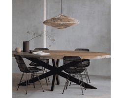 Mangohouten Eettafel Tulsa Ovaal 160x90 cm Mahom Industrieel - Dinertafel van Mangohout & Metaal - Industriële Eettafel