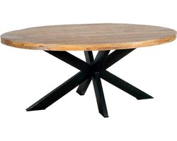 Mangohouten Eettafel Tulsa Ovaal 180×100 cm Mahom Industrieel - Dinertafel van Mangohout & Metaal - Industriële Eettafel
