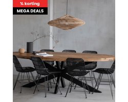 Mangohouten Eettafel Tulsa Ovaal 240×110 cm Mahom Industrieel - Dinertafel van Mangohout & Metaal - Industriële Eettafel