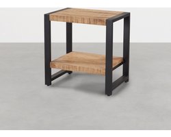 Mangohouten nachtkastje 2 planken 65x45x65 LBH