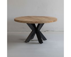 Mangohouten Salontafel Glendale 70 cm Mahom Industrieel - Kleine tafel van Mangohout & Metaal - Industriële Huiskamertafel