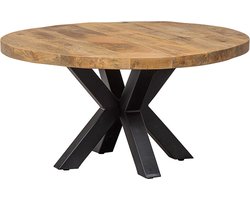 Mangohouten Salontafel Glendale 90 cm Mahom Industrieel - Kleine tafel van Mangohout & Metaal - Industriële Huiskamertafel
