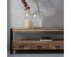 Mangohouten TV Meubel Britt 180 cm Mahom Industrieel - TV Meubel van Mangohout & Metaal - Industriële TV Meubel