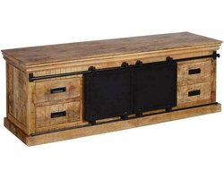 Mangohouten TV Meubel Portland 240 cm Mahom Industrieel - TV Meubel van Mangohout & Metaal - Industriële TV Meubel