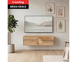 Mangohouten TV Meubel Zwevend Harlow 120 cm met 2 deuren Mahom Industrieel - TV Meubel van Mangohout & Metaal - Industriële TV Meubel