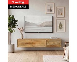 Mangohouten TV Meubel Zwevend Harlow 180 cm met 3 deuren Mahom Industrieel - TV Meubel van Mangohout & Metaal - Industriële TV Meubel