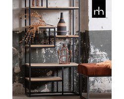 Mangohouten Vakkenkast Chicago 80 cm Mahom Industrieel - Vitrinekast van Mangohout & Metaal - Industriële Buffetkast
