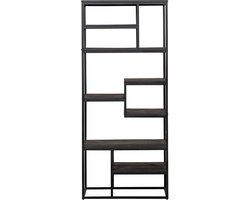 Mangohouten Vakkenkast Chicago Black 80 cm Mahom Industrieel - Vitrinekast van Mangohout & Metaal - Industriële Buffetkast