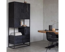 Mangohouten Vakkenkast Sienna 90 cm Mahom Industrieel - Vitrinekast van Mangohout & Metaal - Industriële Buffetkast