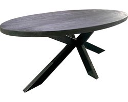 Mangohoutenmeubels - Tafel - ovaal- Mango - Hout - Eettafel - 210x100x76 - Zwart - 5 cm dik blad - Massief (ook te zien in onze showroom)