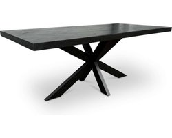 Mangohoutenmeubels - Tafel - Rechthoek - Mango - Hout - Eettafel - 200x100x76 - Zwart - 5 cm dik blad - Massief (ook te zien in onze showroom)