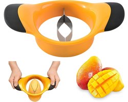 Mangosnijder - Kunststof/RVS - Fruitsnijder - Multifunctionele - Vaatwasserbestendig - Mango Dunschiller - Mango Verdeler - Mango Cutter - Mango - Keukengereedschap - Voor Het Dunschiller/Verdeler/Ontstener - Oranje