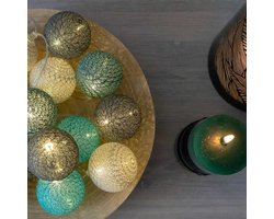 Mangrove LED lichtsnoer met 24 katoenen decoratieve bollen - Guirled – USB – met afstandbediening - lampionnen - lichtslinger