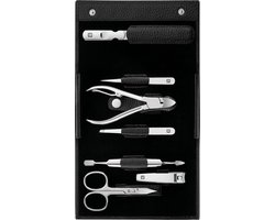 Manicureset 7-Delige ZWILLING Klassiek Inox Set met Netjes Lederen Zaak Zwart.