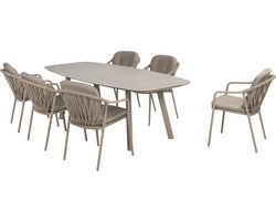 Manitoba Manolo dining tuinset 240x103xH75 cm 7 delig latte Taste 4SO