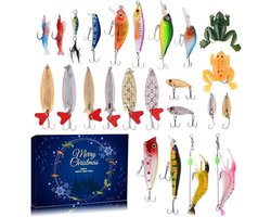 Mannen 2025, Vissen Adventskalender Kerst, Fishing Lure Set met Aas, Kerstkalender Geschenk voor Vissers Mannen