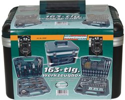Mannesmann Gereedschapskoffer Gevuld - 163-delig - Ergonomisch ontworpen - Zwart, Groen