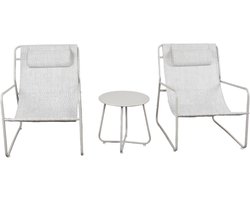 Mannsberger Tuinset - Loungeset 3dlg - Tuin tafel en 2 stoelen - Tuintafelset - stoelen met waterafstotende stof - Camping - beige