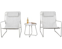 Mannsberger tuinset - slingset - tuintafel en 2 stoelen - tuintafelset - stoelen met waterafstotende stof - beige