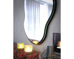 Mano Collection - Masse - Zwart 90x50 cm Spiegel over de hele lengte - Moderne wandspiegel voor de woonkamer - Toiletspiegel - badkamerspiegel - make-upspiegel