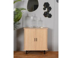 Mano – Dressoir – L 80 × B 40 × H 85 cm – Eikenhoutlook & Zwart Metaal – 100% FSC-gecertificeerd hout