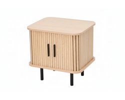 Mano Leisure Bijzettafel met Opbergruimte – Nachtkastje – 45x40x48cm - Eikenhoutlook & Zwart Metaal