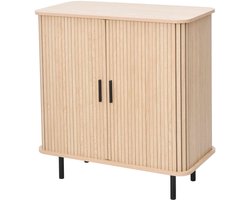 Mano Leisure Dressoir met Schuifdeur - Opbergkast 80 x 40 x 85 cm – Eikenhoutlook & Zwart Metaal