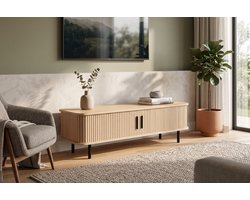 Mano – TV-meubel – L 120 × B 40 × H 39 cm – Eikenhoutlook & Zwart Metaal – 100% FSC-gecertificeerd hout