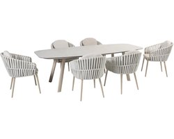 Manolo 240x103x75 cm met 6x Eva dining stoel latte 4 Seasons Outdoor