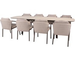 Manolo Barolo uitschuifbare dining tuinset 230-290xH75 cm 9 delig keramiek terre Taste 4SO