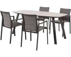 Manolo Cortina dining tuinset 180x95xH75 cm 5 delig keramiek antraciet Taste 4SO