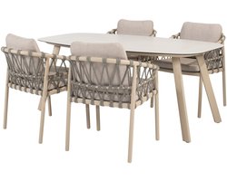 Manolo Piacenza dining tuinset 180x95xH75 cm 5 delig keramiek latte Taste 4SO
