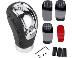 Manual Gear Shift Knob - 3 Replaceable Gear Table - Car ABS Leather Button Stick Head Shifter Lever Handball - Geschikt voor de meeste voertuigen - Zwart