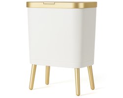 Maomi™ Prullenbak op pootjes - Wit & Goud 15L - Design - Afvalbak - Afvalemmer - Prullenbak - Prullenbakken - Vuilnisbak - Vuilbak