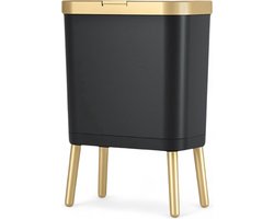 Maomi™ Prullenbak op pootjes - Zwart & Goud 15L - Design - Afvalbak - Afvalemmer - Prullenbak - Prullenbakken - Vuilnisbak - Vuilbak