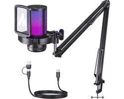 Maono DGM20S - USB Gaming Microfoon met Arm - Geschikt voor PC - Mac - Playstation - Rgb - Zwart