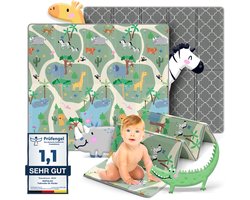 MAPALOU Krabbelmat Speelmat voor Baby & Kinderen Opvouwbaar & Vrij van Schadelijke Stoffen 180x200cm | Kinderkamer Speeltapijt Babymat Vloermat | Draagbaar & Waterdicht voor Binnen & Buiten – Safari