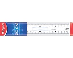 Maped platte liniaal 20 cm transparant kunststof met handgreep