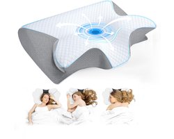 Maqi Living® Hoofdkussen Memory Foam voor Nekklachten Aura – Orthopedisch & Ergonomisch kussen - Geschikt voor rug-, zij- en buikslapers - Traagschuim - Wit