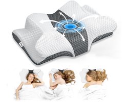 Maqi Living® Hoofdkussen Memory Foam voor Nekklachten Luna – Orthopedisch & Ergonomisch kussen - Geschikt voor rug-, zij- en buikslapers - Traagschuim - Wit
