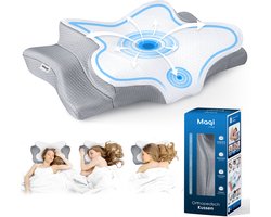 Maqi Living® Hoofdkussen Memory Foam voor Nekklachten – Orthopedisch & Ergonomisch kussen - Geschikt voor rug-, zij- en buikslapers - Traagschuim - Wit