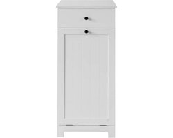 Mara Badkamerkast - Opbergkast - Wasmand - Geïntegreerde Wasmand - Wit - Hout - 40 x 90 x 38 cm