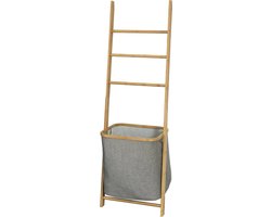 Mara Badkamerrek - Met uitneembare wasmand - Praktisch - Badkamermeubel - Bamboe - 27 x 44 x 138 cm