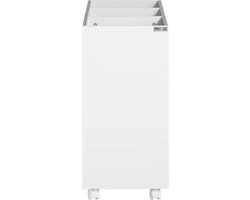 Mara Kinderopbergrek - Boekenrek - Boekenkast - Op Wielen - Uitneembare stoffen dozen - MDF - Wit - Grijs - 80 x 30 x 63 cm