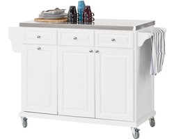 Mara Mobiele Keukenkast - Tafelblad - Keukeneiland - Dressoir - MDF - Wit - 107 x 48,5 x 95 cm