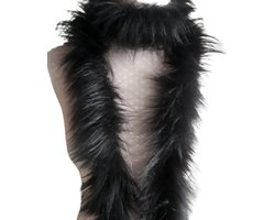 Marabou boa Zwart 1 meter decoratie fournituren verkleden verkleedkleren bont bont strip pluche plume plumage knutselen kleding naaien art creatief lint bontstrip strip bontje thuis decor slinger strook