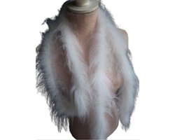 Marabou Wit 1 meter decoratie fournituren bont bont strip pluche plume plumage knutselen naaien art creatief lint bontstrip strip bontje thuis decor slinger strook