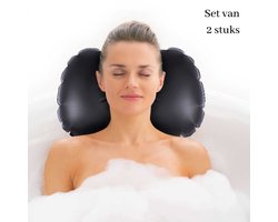 Marbeaux Badkussen - Set van 2 - Hoofdkussen - Zwart - Nekkussen - Hoofdsteun - Kussen - voor in Bad