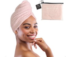 MARBEAUX Haarhanddoek - Hair towel - Hoofdhanddoek - Microvezel handdoek krullend haar - Licht roze - Handdoek